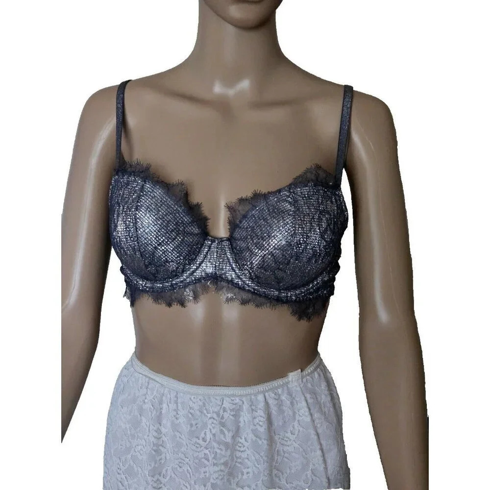 Victoria’s Secret Dream Angels Lightly Lined Demi Bra lace pewter Size 36B - Picture 2 of 6